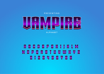 Metallic logotype custom font design, set of letters and numbers