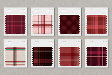 Plaid pattern fabric sample swatch design element vector set - obrazy, fototapety, plakaty