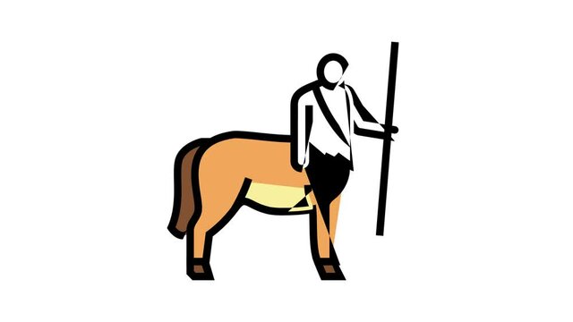 centaur ancient greece animated color icon. centaur ancient greece sign. isolated on white background