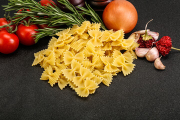 Raw Italian farfalle pasta for cooking