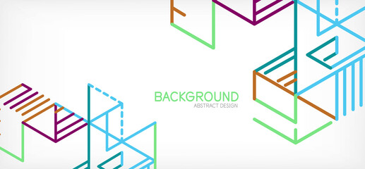 Abstract background. Color lines on white background. Linear abstract composition. Techno or business concept for wallpaper, banner, background, landing page