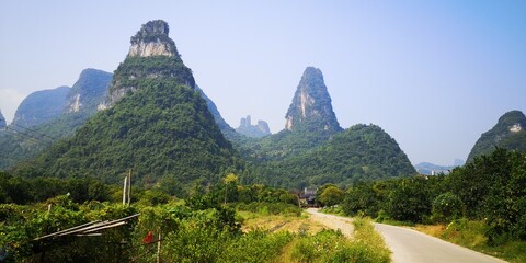 Yangshuo Guilin Chinese city village architecture landscape culture river lake