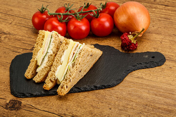 Club sandwich with chicken and cheese