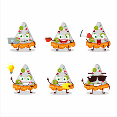 Fototapeta premium Slice of fruit tart cartoon character with various types of business emoticons