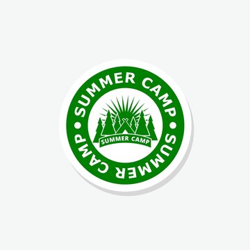 Summer camp sticker icon isolated on white background