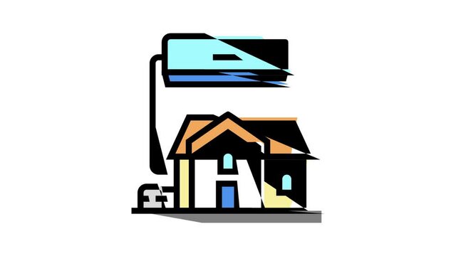 residential conditioning system animated color icon. residential conditioning system sign. isolated on white background