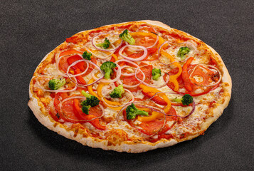 Vegetarian pizza with vegetables and cheese