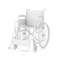 Fototapeta na wymiar Empty White Wheelchair in Clay Style. 3d Rendering