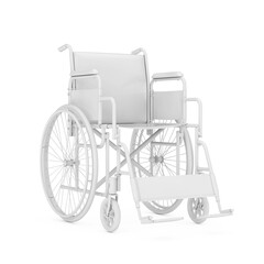 Fototapeta na wymiar Empty White Wheelchair in Clay Style. 3d Rendering