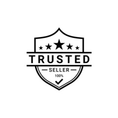 Shield Trusted Seller Stamp Logo Design vector