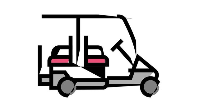 caddy golf club car animated color icon. caddy golf club car sign. isolated on white background
