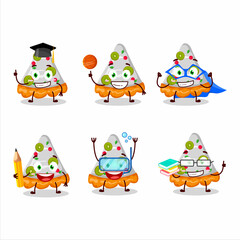 School student of slice of fruit tart cartoon character with various expressions