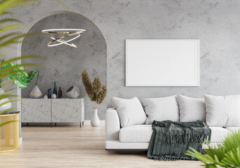 3D Mockup photo frame in Modern interior of living room