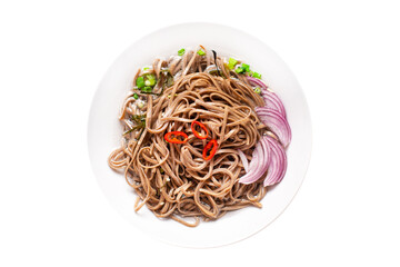 soba zaru buckwheat noodles udon soba fresh portion meal snack on the table copy space food background rustic 