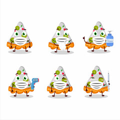 A picture of slice of fruit tart cartoon design style keep staying healthy during a pandemic