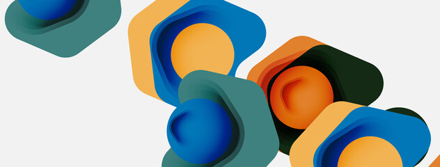 Color arrow shapes on white backdrop. Minimal geometric abstract background. Vector illustration for wallpaper banner background or landing page