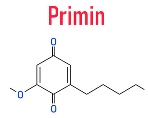 Primin primrose plant allergen molecule. Skeletal formula.