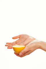 lemon in hand ingredients cooking health fruit