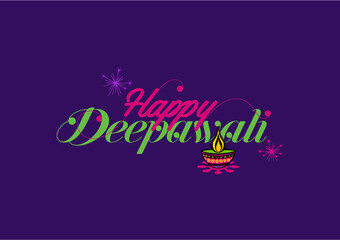 Naklejka na ściany i meble illustration of Typography calligraphy on Happy Diwali Holiday background for light festival of India