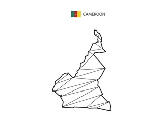 Mosaic triangles map style of Cameroon isolated on a white background. Abstract design for vector.