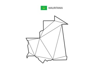 Mosaic triangles map style of Mauritania isolated on a white background. Abstract design for vector.