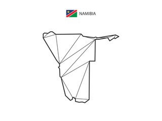 Mosaic triangles map style of Namibia isolated on a white background. Abstract design for vector.
