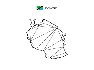 Mosaic triangles map style of Tanzania isolated on a white background. Abstract design for vector.