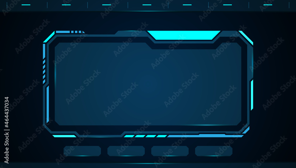 Poster blue control panel abstract technology interface hud on black background vector design.
