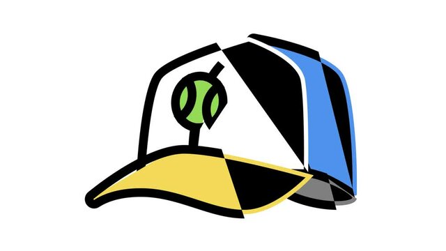 cap tennis player animated color icon. cap tennis player sign. isolated on white background