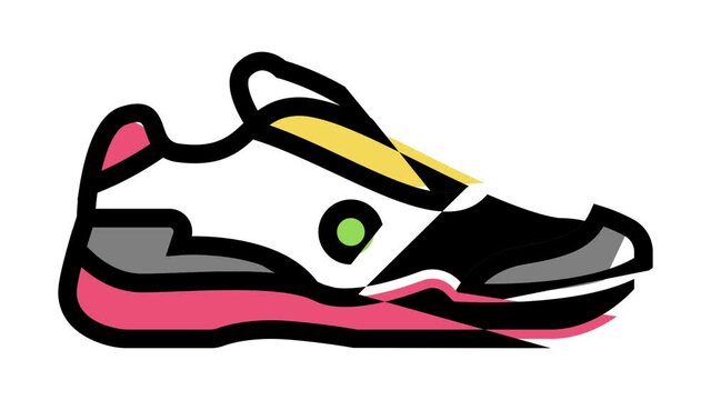 men tennis shoe animated color icon. men tennis shoe sign. isolated on white background