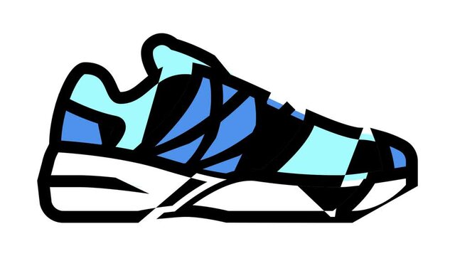 women tennis shoe animated color icon. women tennis shoe sign. isolated on white background