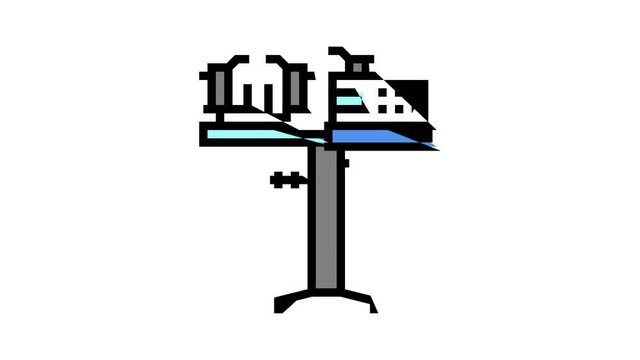 racquet stringing machine animated color icon. racquet stringing machine sign. isolated on white background