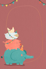 Animal doodle party frame vector