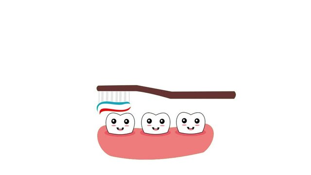 Animated illustration of brushing teeth in Doodle Art. Suitable for Health Care and Medical Content.