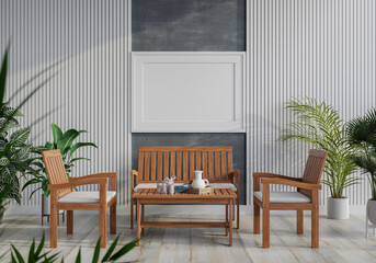 3D Mockup photo frame in Modern interior of living room