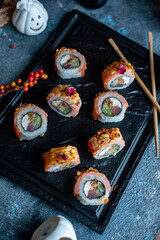 Halloween sushi rolls on the table