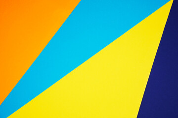  Abstract blue and yellow, dark blue and orange color paper geometry composition background. Geometric shapes and lines.