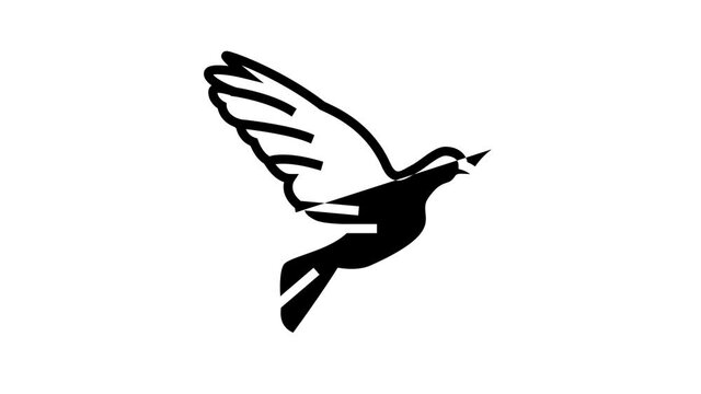 pigeon bird christianity animated line icon. pigeon bird christianity sign. isolated on white background