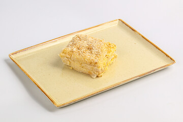 Delicous traditional Napoleon cake with cream