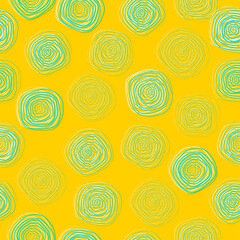 Spiral linear circles seamless pattern. Geometric background. Vector