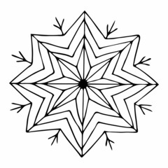 A single vector snowflake icon. Hand-drawn winter doodle illustration.