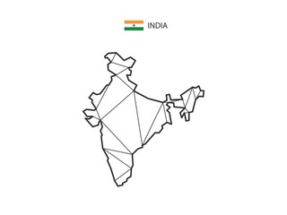 Mosaic triangles map style of India isolated on a white background. Abstract design for vector.