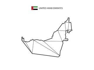 Mosaic triangles map style of United Arab Emirates isolated on a white background. Abstract design for vector.