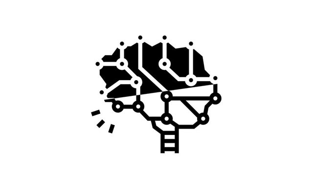 neuron knowledge brain animated line icon. neuron knowledge brain sign. isolated on white background