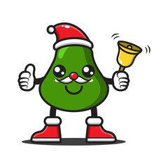cute cartoon avocado celebrating christmas