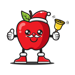 cute cartoon apple celebrating christmas