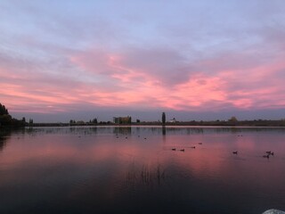 sunset over the river