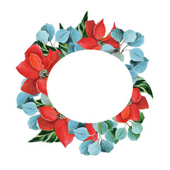 Christmas wreath. New Year decor for design gift card, invitation.  