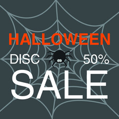 Halloween sale poster banner. vector illustration