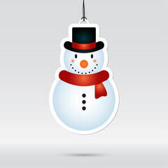 Cute snowman character label hanger. Suitable for posters, banners, Christmas cards, and other marketing purposes.